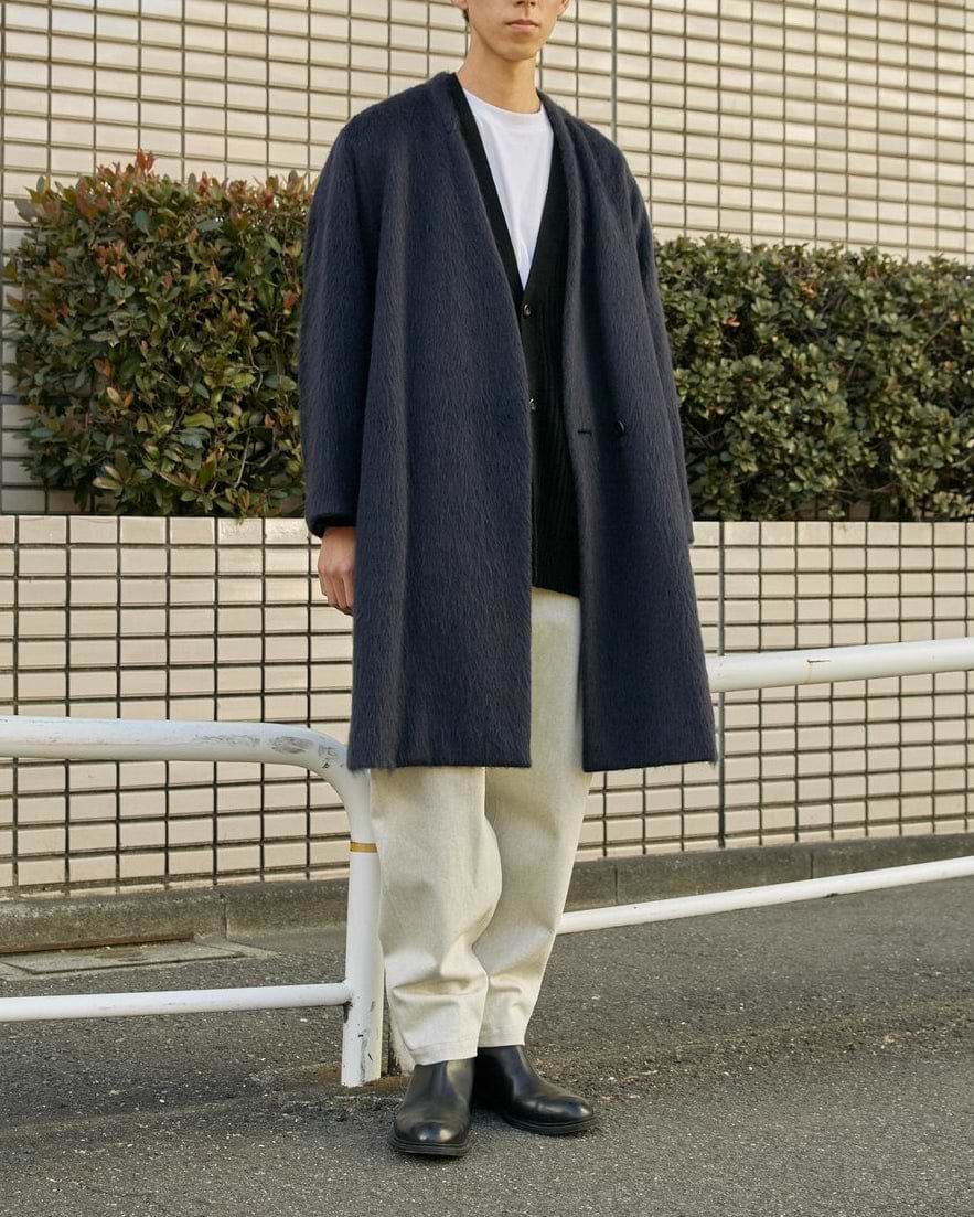 ATON】モヘアシルクジャージーノーカラーコート – ファッション