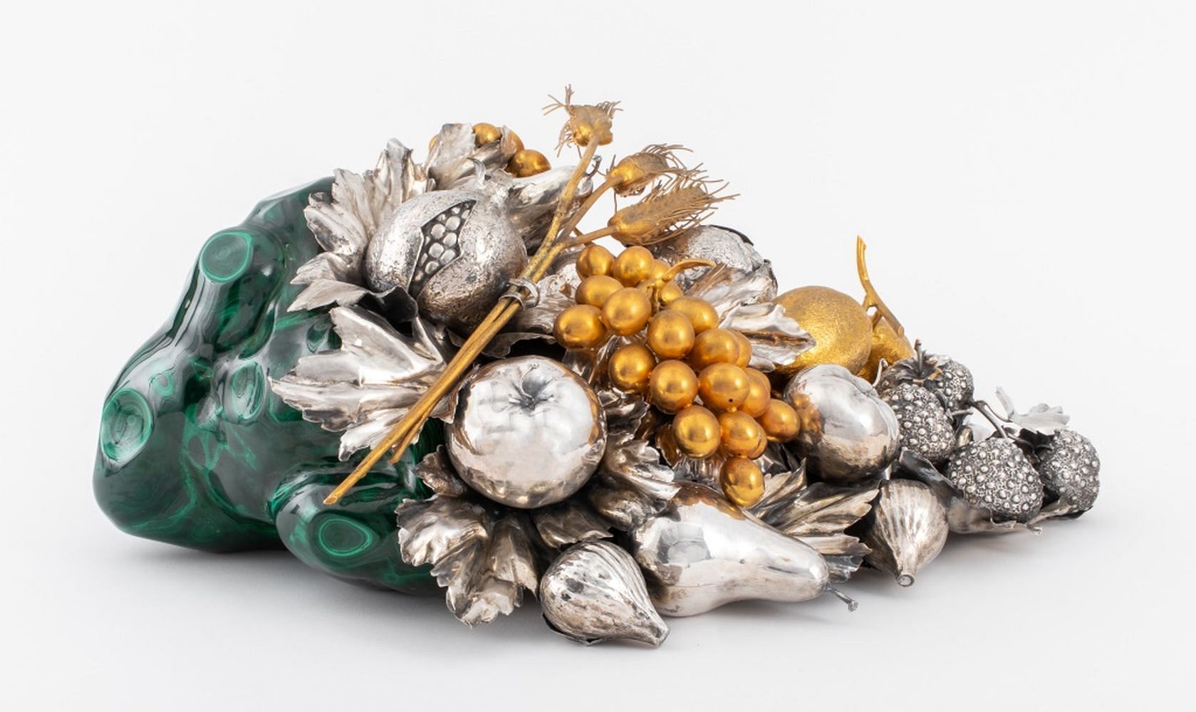 Gianmaria Buccellati Silver Malachite Centerpiece sold at auction