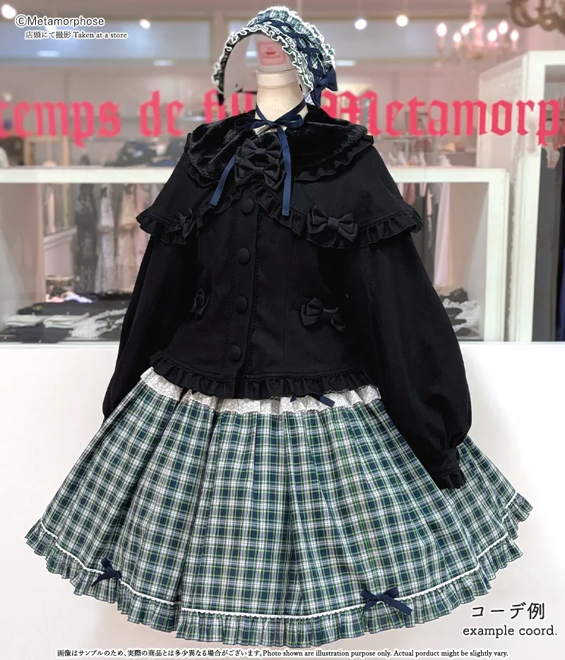 プラスサイズ】Lady Ribbonケープ付きショートコート - コート、ケープ