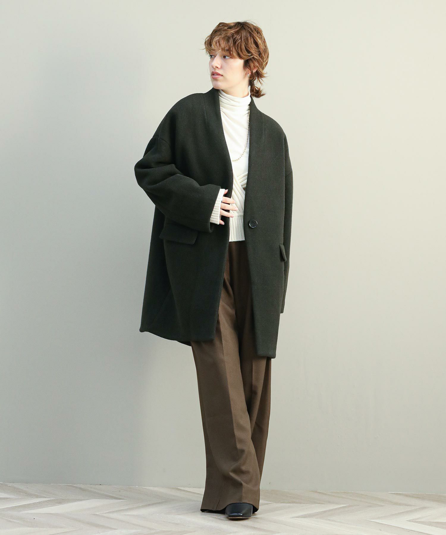 The rejoiceウール混カラーレスコート | SEKIMIKI Online