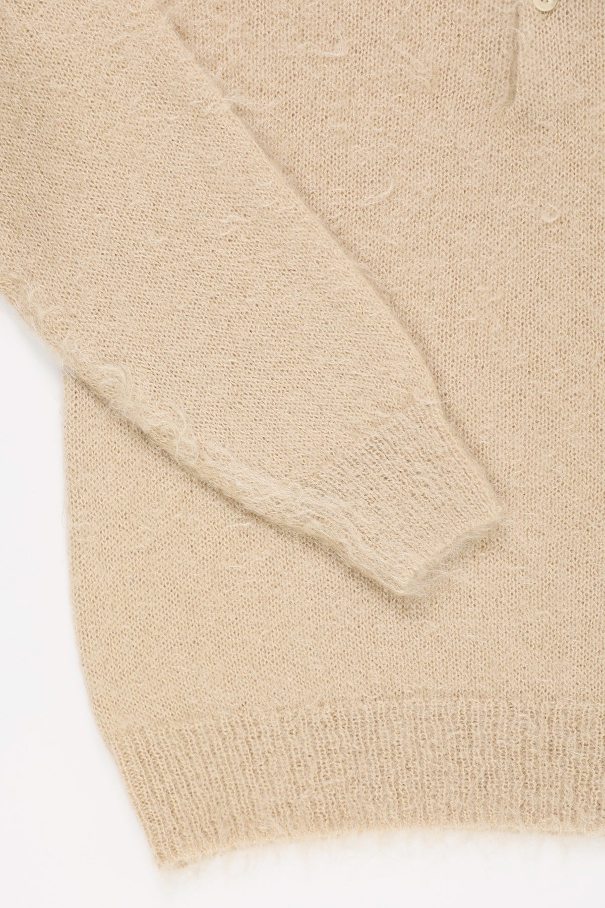Auralee Brushed Super Kid Mohair Knit Polo | Beige | Canoe Club