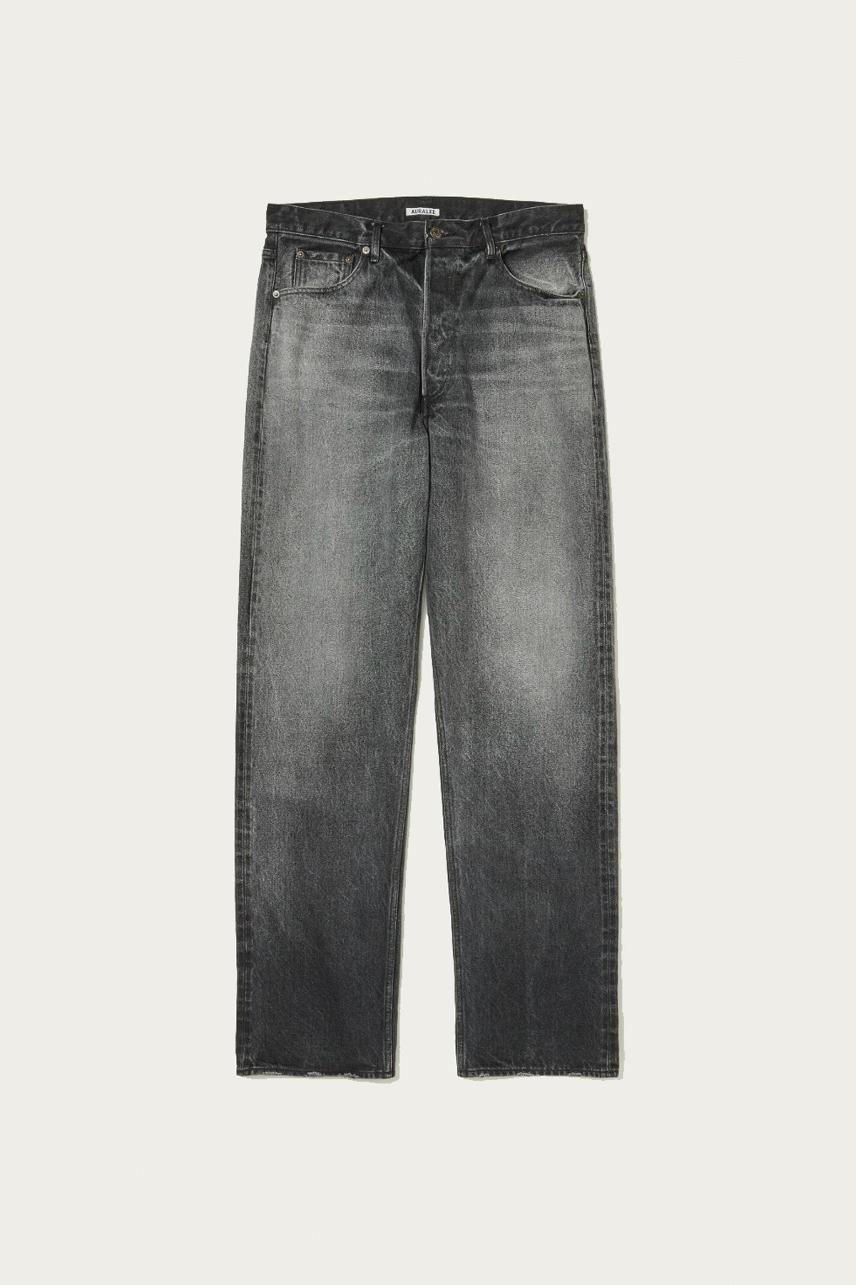 Auralee Selvedge Faded Heavy Denim Wide Pants | Faded Black