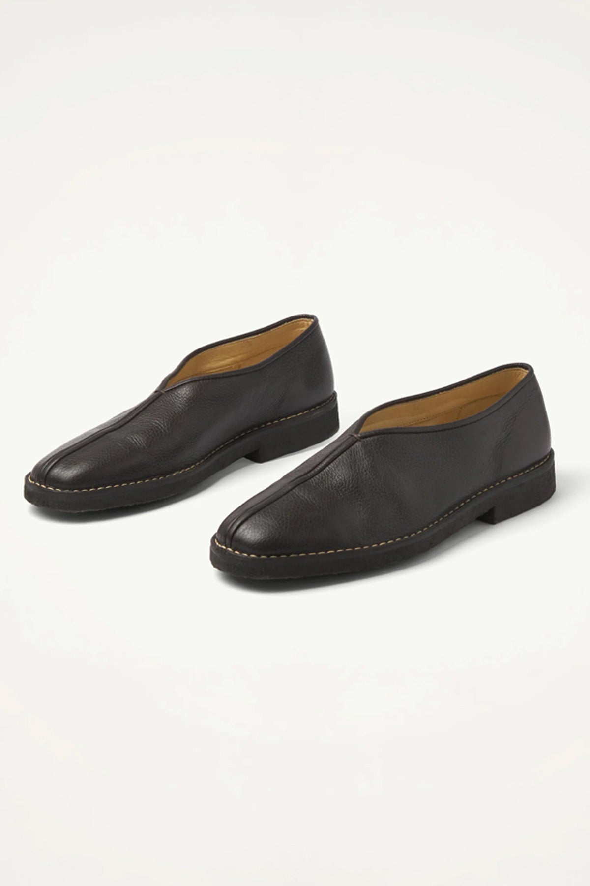 Lemaire Piped Crepe Slippers | Dark Brown | Canoe Club