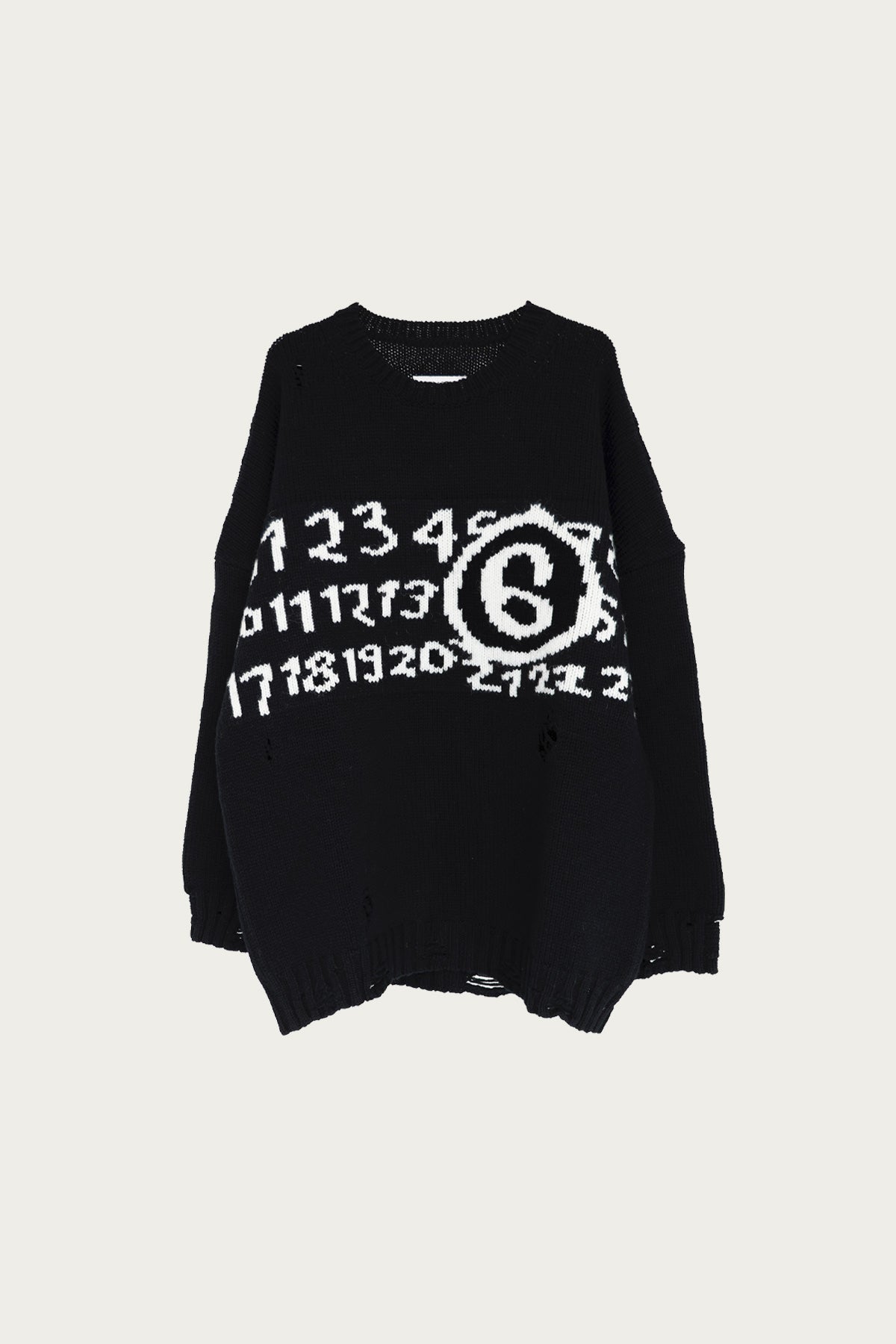 MM6 Maison Margiela Numbers Knit Sweater | Black/White | Canoe Club