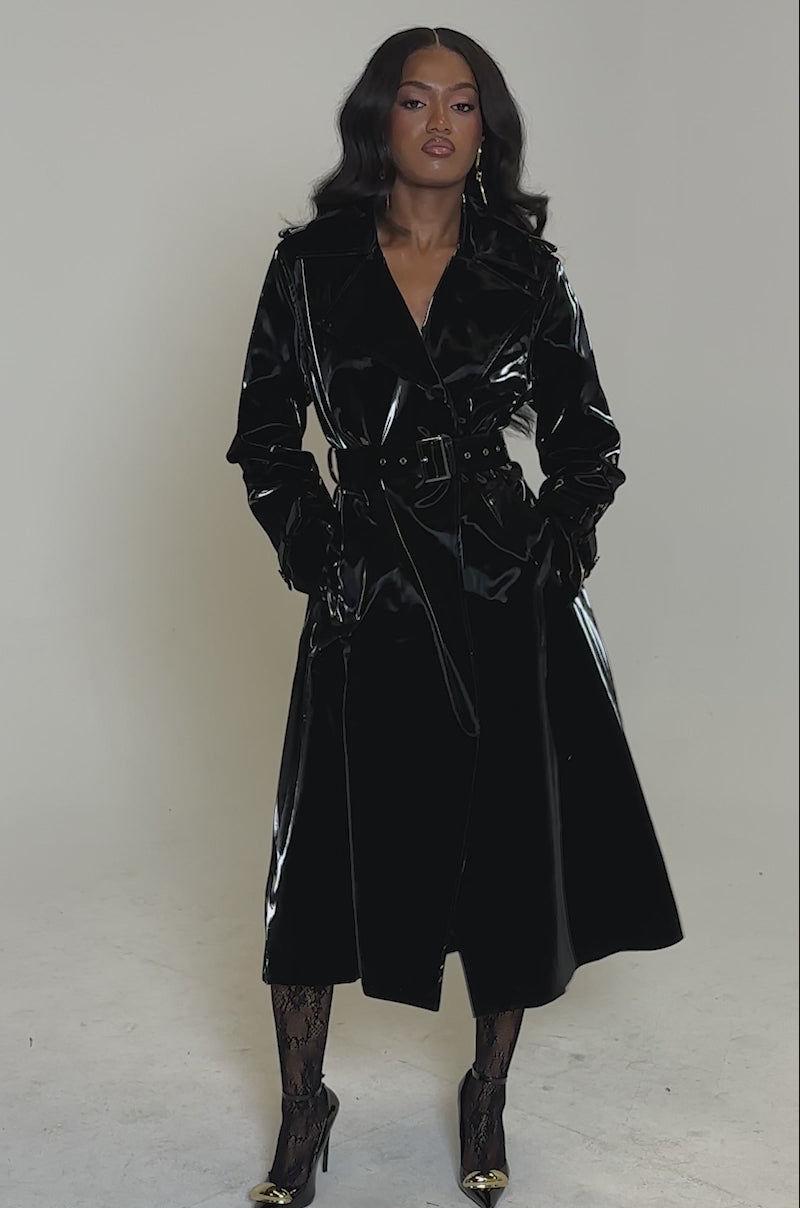 ONYX LIQUID VELVET TRENCH – AKIRA