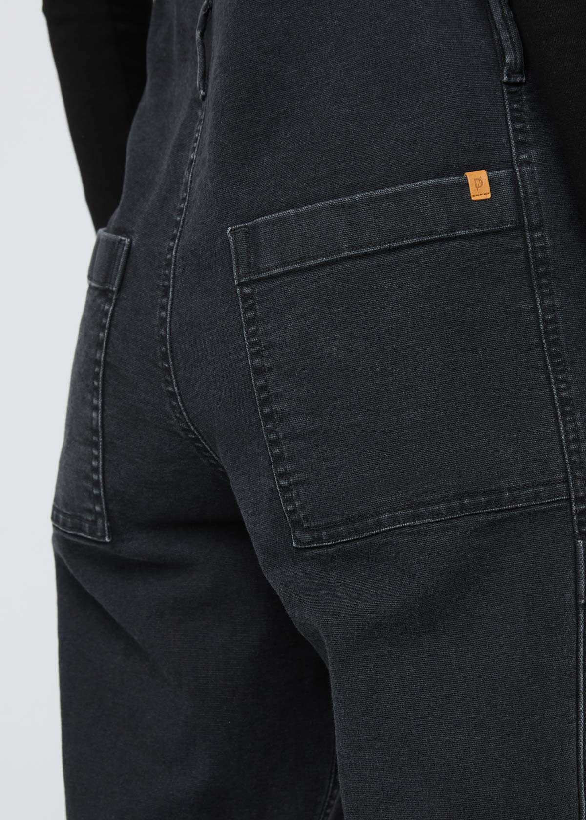 Women's Black Stretch Canvas Overalls