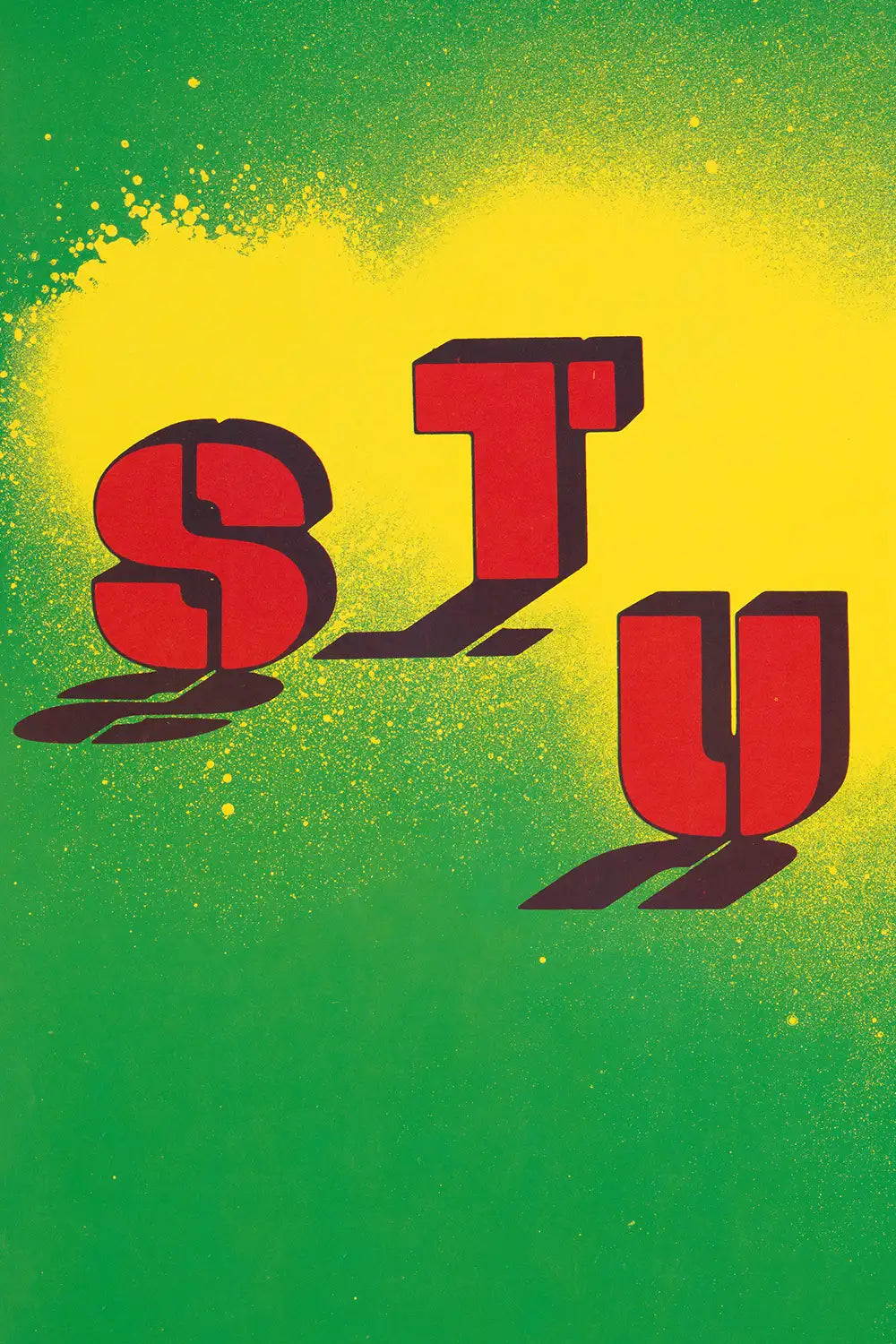 Hot Stuff! 80s Bold Green Graphic Art Print by Jubi Retro Poster