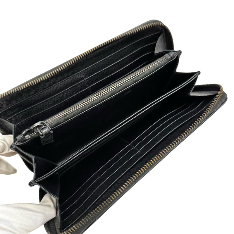 PRADA/プラダ】 ラウンドファスナー 長財布 ナイロン/レザー グリーン