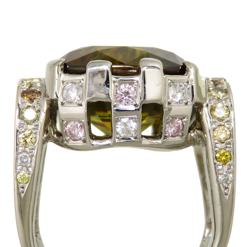 14号 大粒 メンズOK スフェーン 15.18ct ダイヤモンド 計1.44ct リング