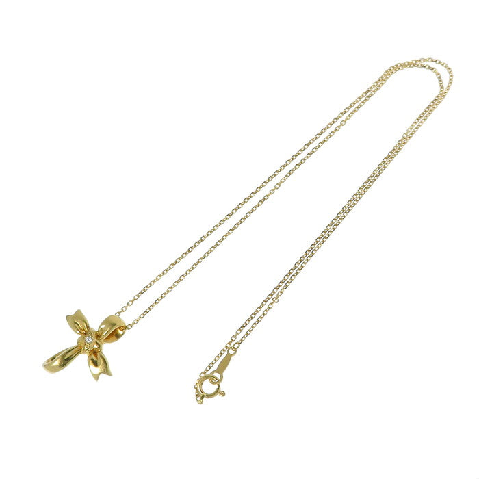 MIKIMOTO/ミキモト】 リボンモチーフ ダイヤモンド 0.01ct ネックレス