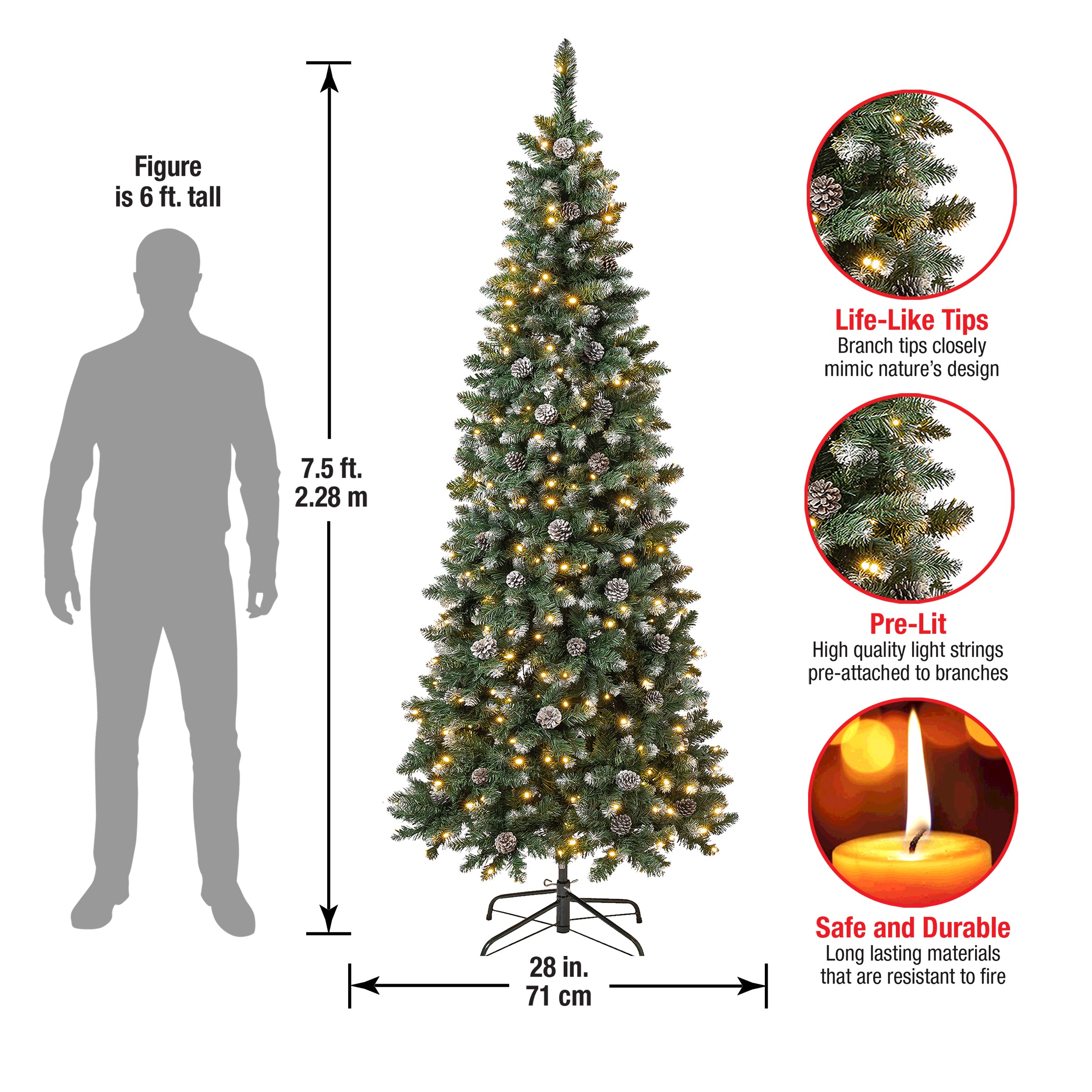 7.5 ft. Pre-Lit Oakley Hills Slim Tree with LED Lights, Plug-In