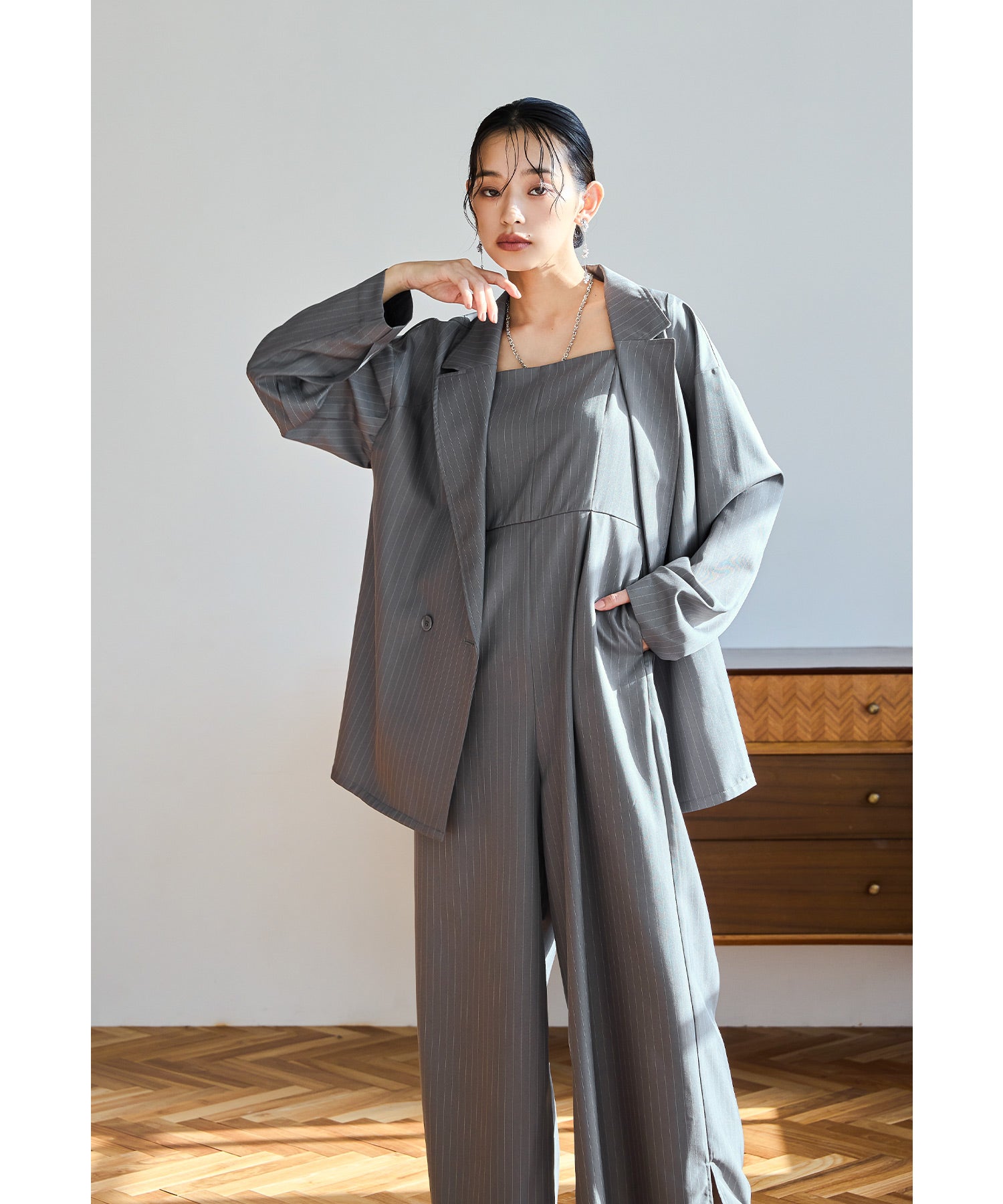 プラクティカルセットアップ 2点セット ストライプ ジャケット パンツ