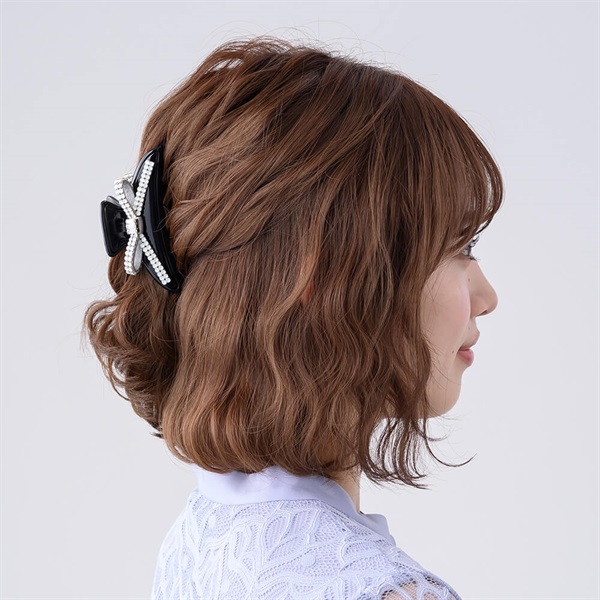 クリスタルメッシュパヴェ バンスクリップ(ホワイト) | バンスクリップ