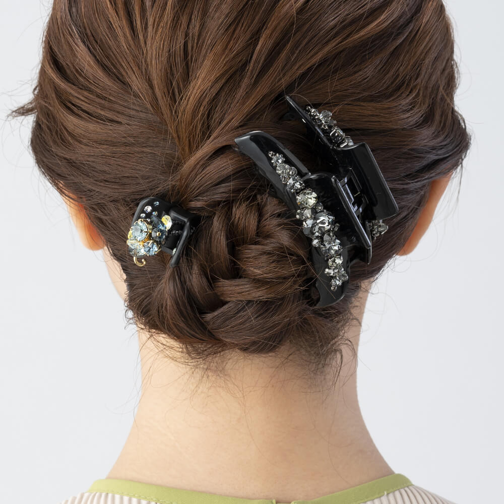 ラインドストーン バンスクリップ(ブラック) | バンスクリップ