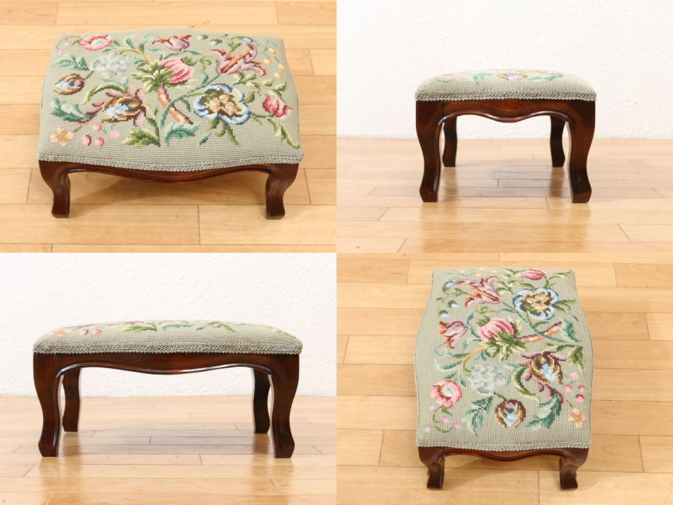 オールドフレンチスタイル ウォルナット フットスツール｜アンティーク