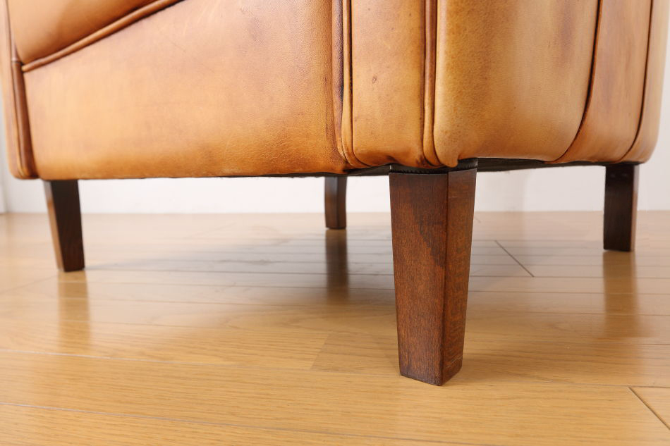 フレンチスタイル ヴィンテージナチュラルレザー クラブチェア