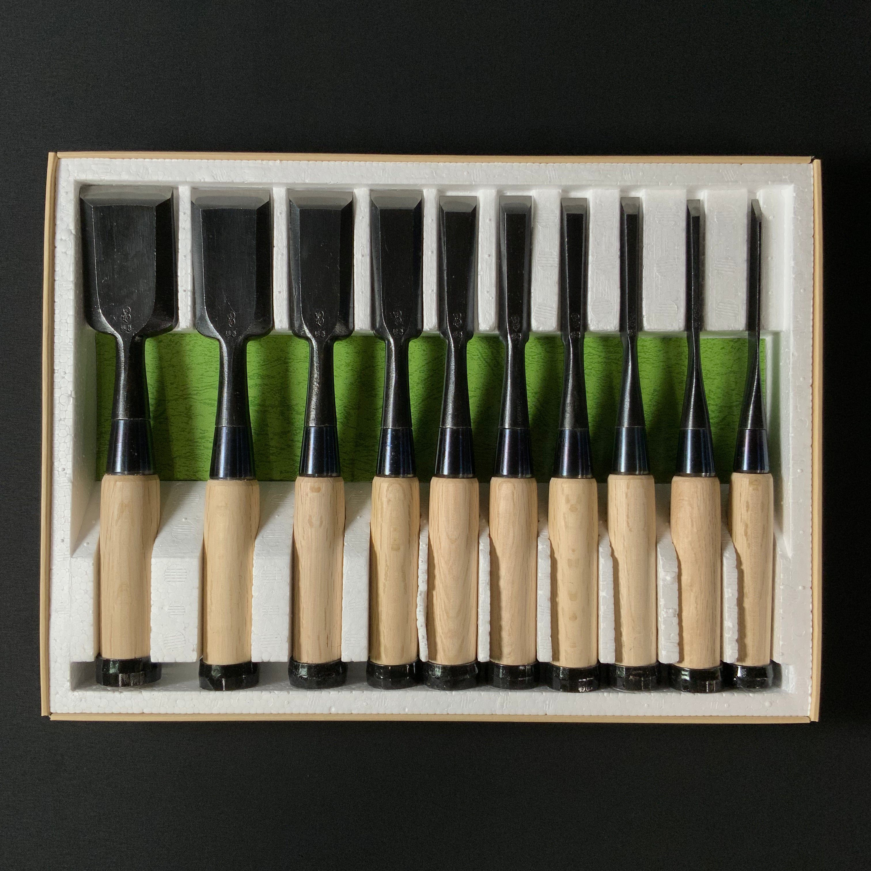 かず弘 追入10本組鑿 Kazuhiro Bench chisels set by Endou Kazuo