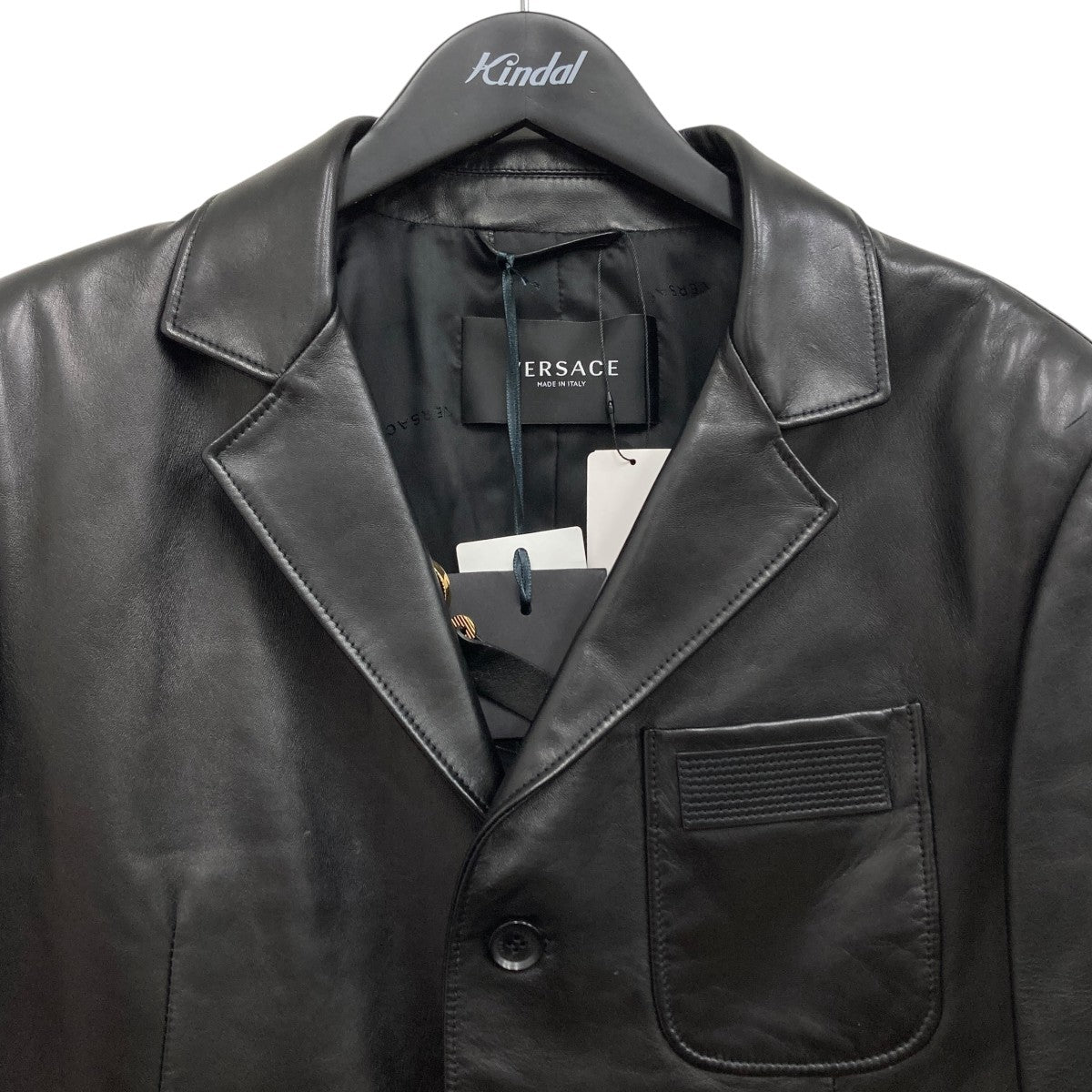 VERSACE(ヴェルサーチ) レザーテーラードジャケット 1004511 ブラック