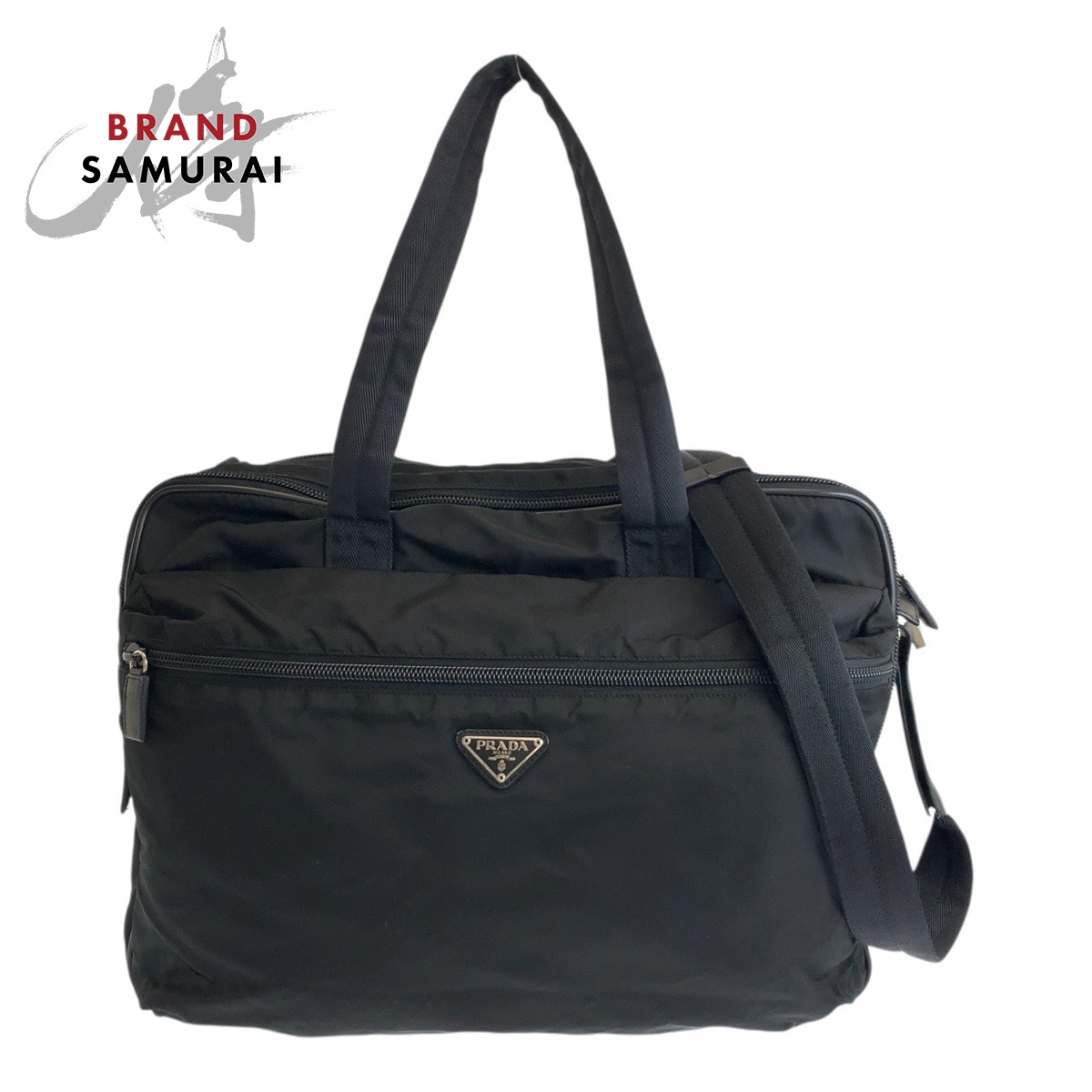 楽天市場】美品 PRADA プラダ テスート 三角ロゴプレート ブラック 黒