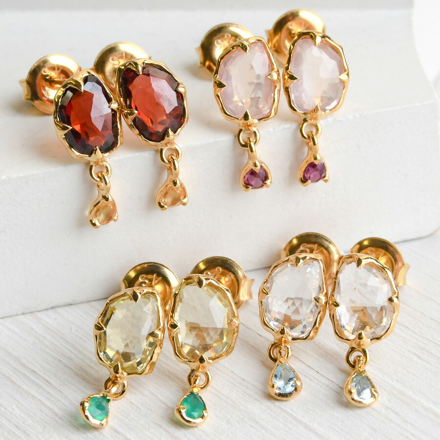 楽天市場】選べる 天然石 ピアス ローズカットが煌めくカラーストーン