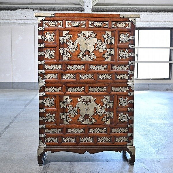 楽天市場】李朝家具 無垢材 古鉄金具 半閉櫃 バンダジ 半閉じ箱 時代物