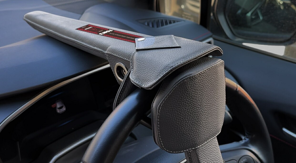 楽天市場】TOM'Sステアリングロック ハンドル固定 黒革 トムス