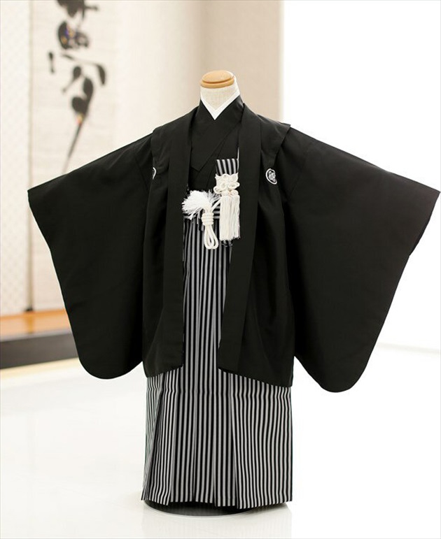 楽天市場】七五三レンタル 定番の黒紋付縞袴3 d5188【5歳男児/男の子