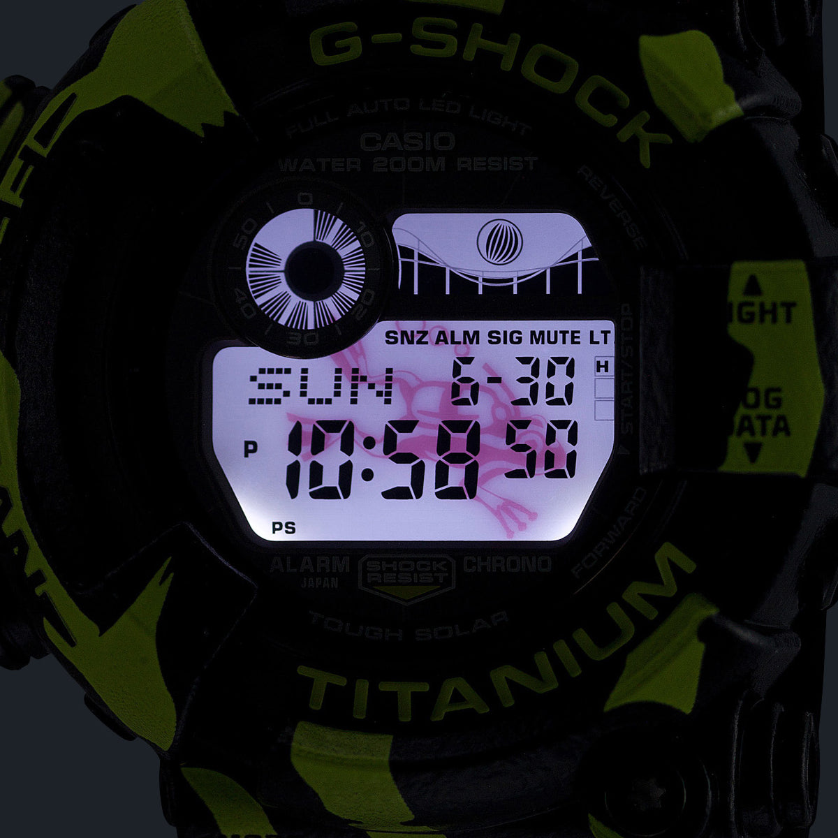 G-SHOCK フロッグマン ミスジヤドクガエル 縦縞模様 蛍光グリーン GW