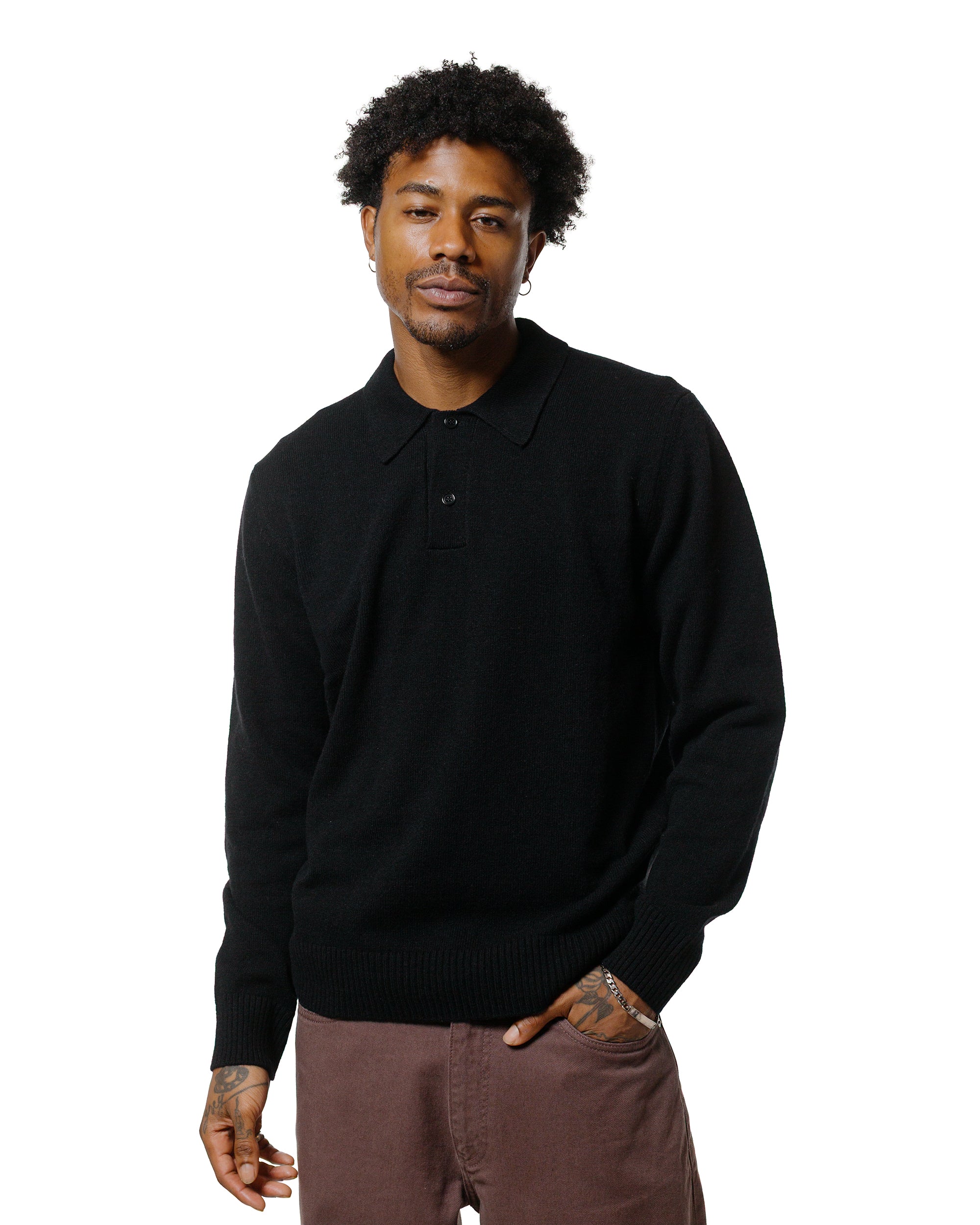 Norse Projects Standard Merino Lambswool Polo Black