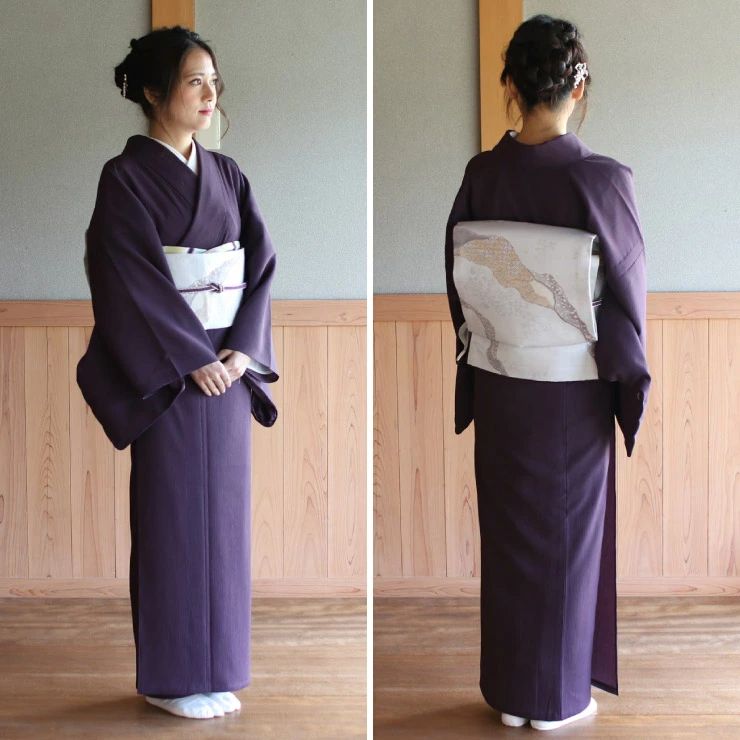 TORAY（東レ） 着物 単衣 洗える 色無地 楊柳 セオα 人気商品 濃紫色
