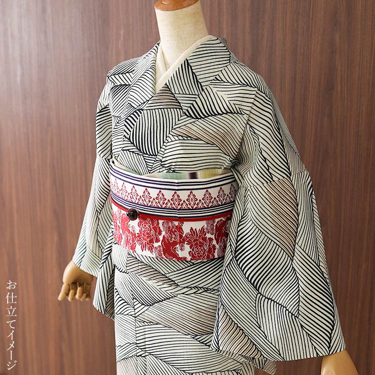 セオα 浴衣 反物 波 (オフシロ) 洗える ゆかた 夏きもの 月華美人 日本