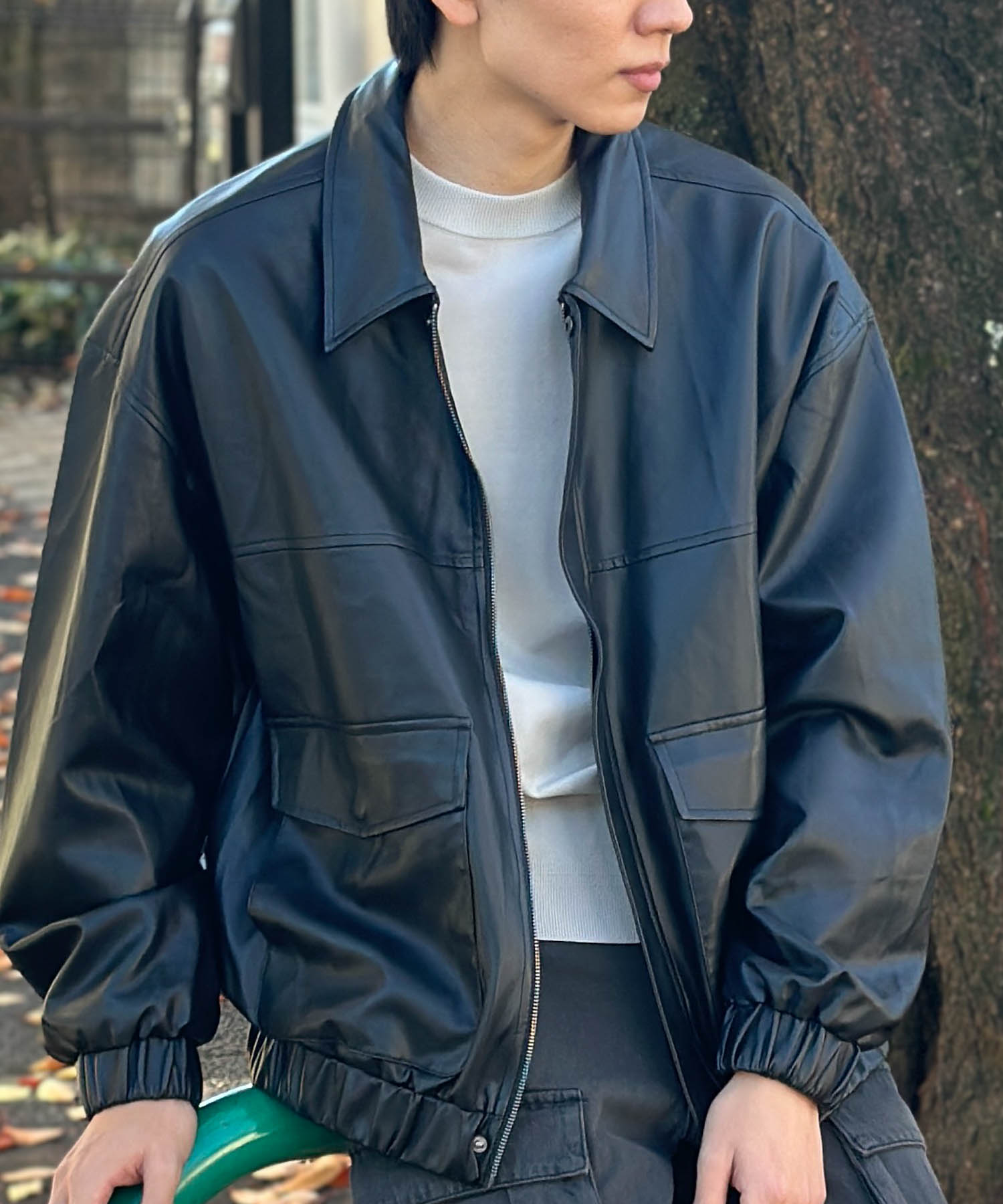 フライトジャケット メンズ A2 フェイクレザー 合皮 ジップアップ