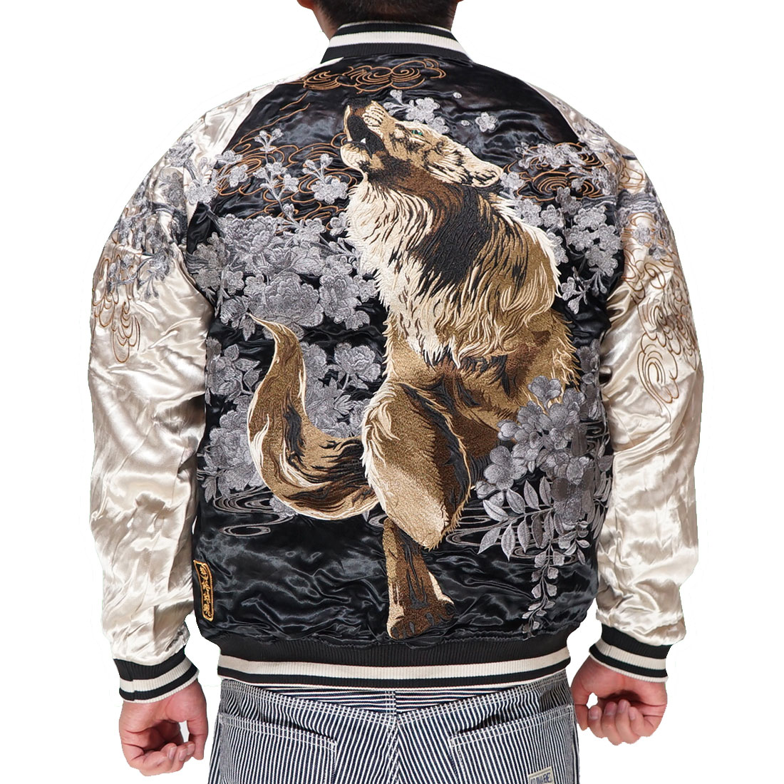 絡繰魂 カラクリダマシイ 和柄 スカジャン メンズ 総刺繍 リバーシブル