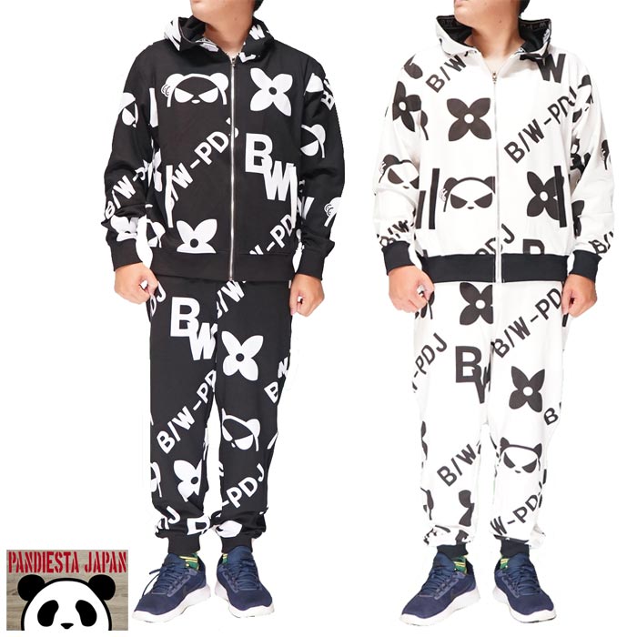 パンディエスタ PANDIESTA セットアップ パンダ 総柄 モノトーン B