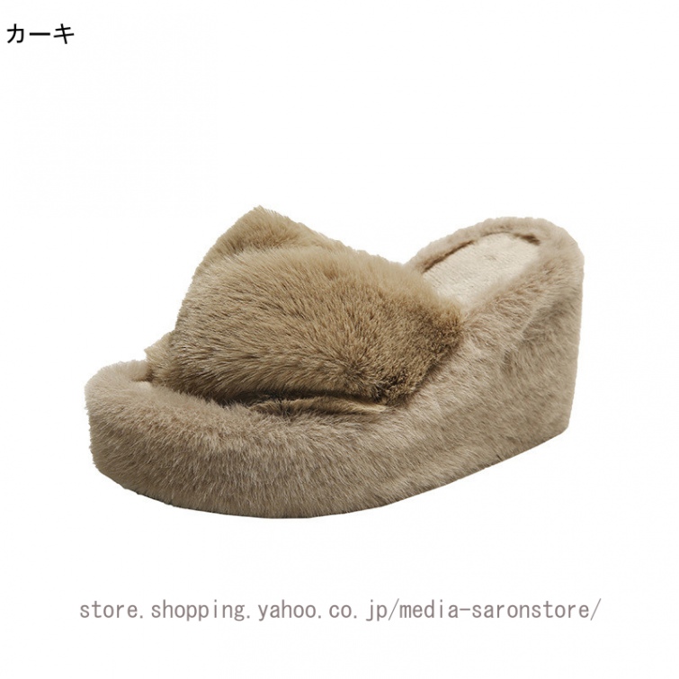 ハイヒール ミュール ファー サンダル オープントゥ ファーミュール