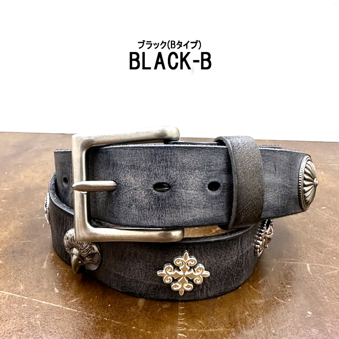 レザーベルト メンズ 本革 インディアンコンチョ スタッズベルト