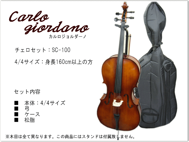初心者向け チェロ4点セット□カルロジョルダーノ SC-100 4/4サイズ