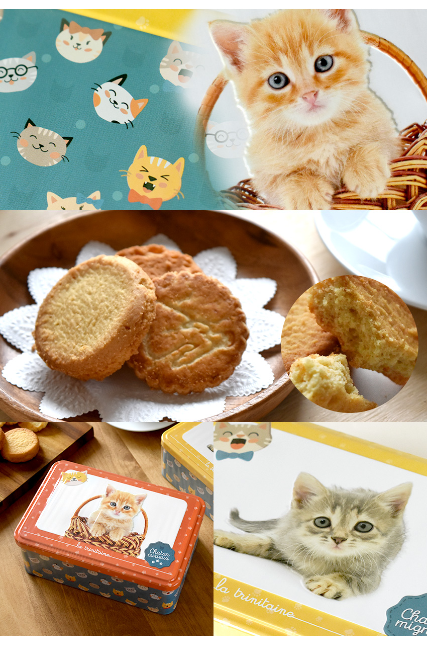 ラ・トリニテーヌ キャッツ缶 子猫 ティン缶入り クッキー缶 ガレット