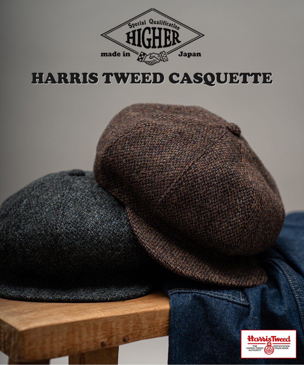 HIGHER（ハイヤー） ハリスツイードオートミールキャスケット