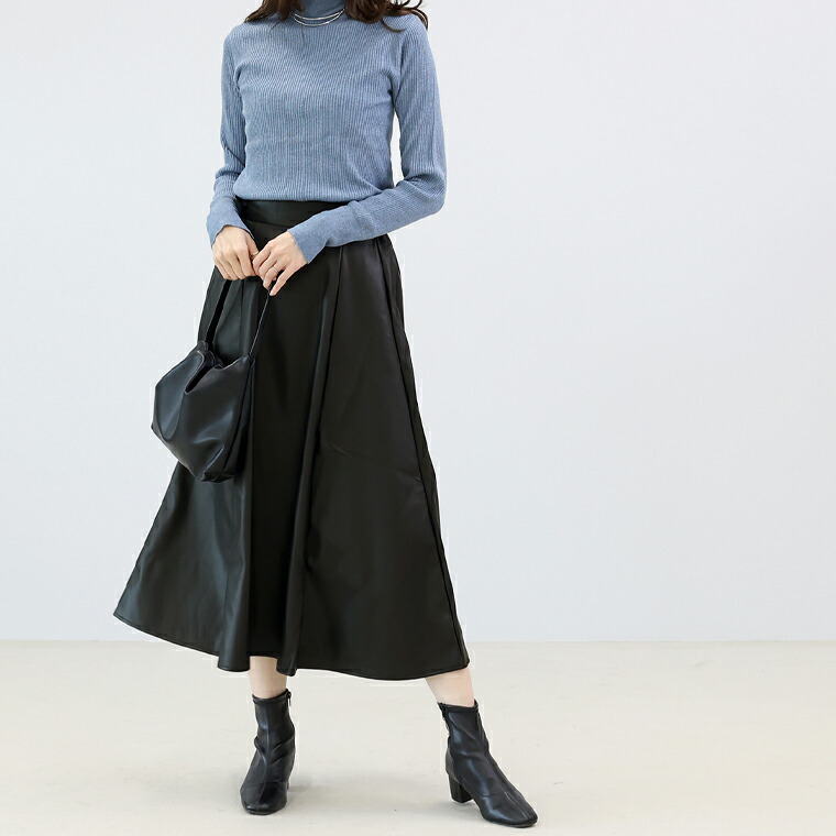 Aletta vita ボトムス スカート フレアスカート フェイクレザー レザー