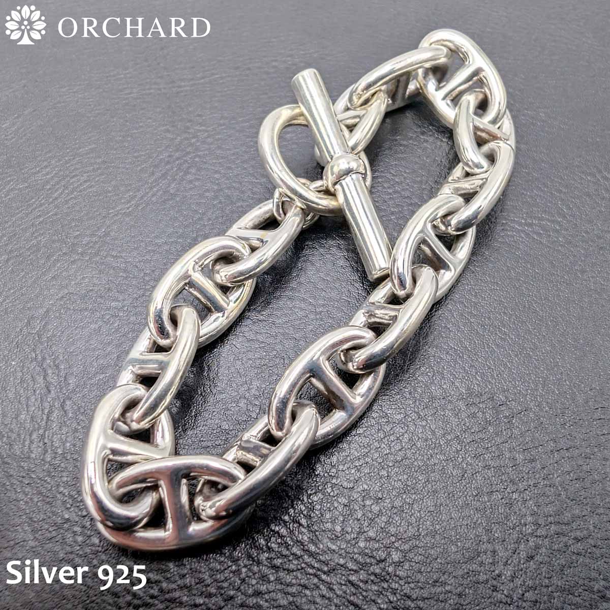 シルバー925 アンカーチェーン ミドルサイズ ブレスレット 22cm メンズ