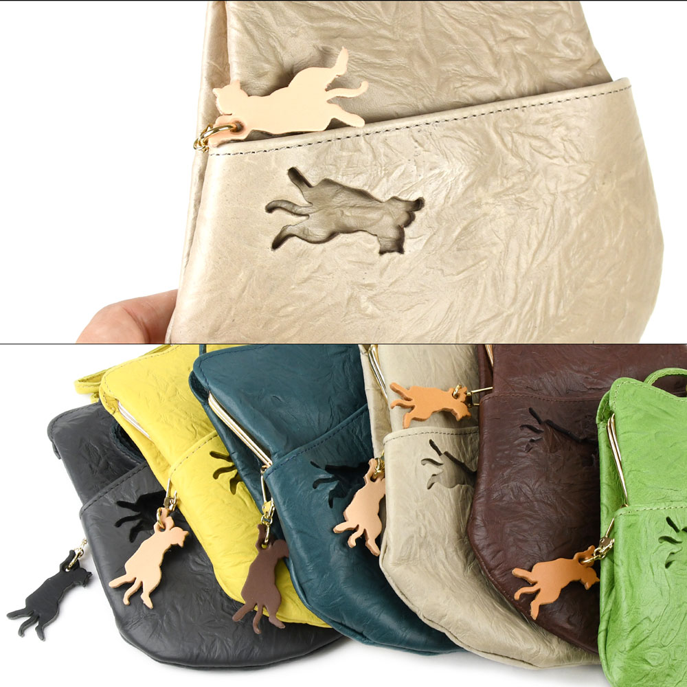 aoneco（アオネコ） 猫柄 がま口バッグ スマホポシェット 日本製