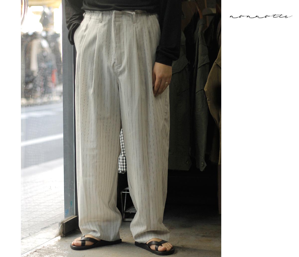 ノノット NONNOTTE ウール/ナイロン 2タック ドローコード ワイド