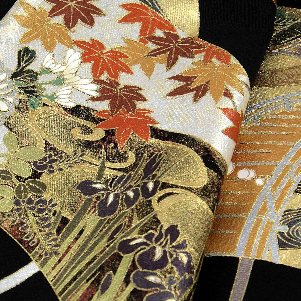 黒留袖 仮絵羽 -2- 十日町金彩友禅 光琳扇 絹100% : あおい 正直問屋