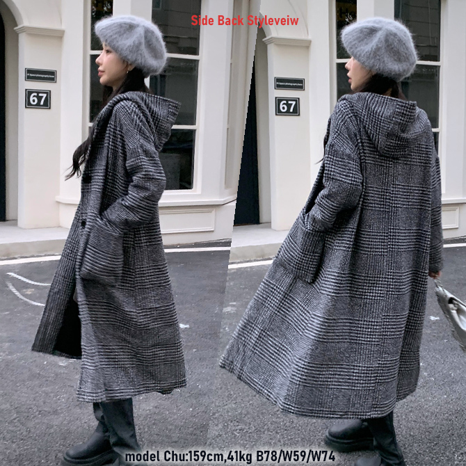 ARCADE（アーケード） ロングコート レディース フード付き 千鳥柄