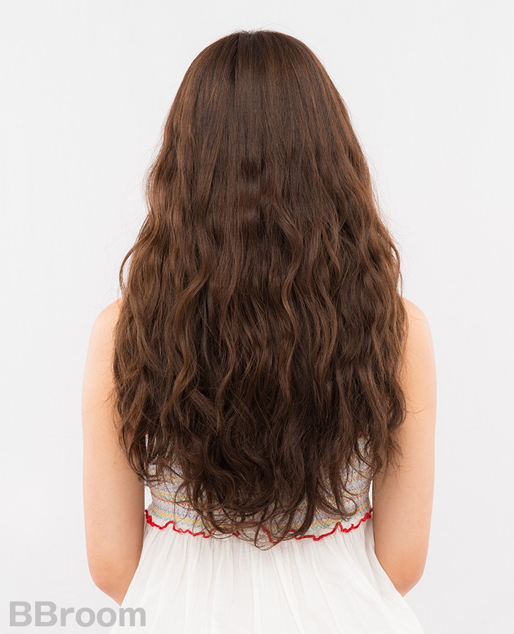 人毛100% 5段襟足スソエクステンション ゆるゆる巻きウェーブ 長さ約