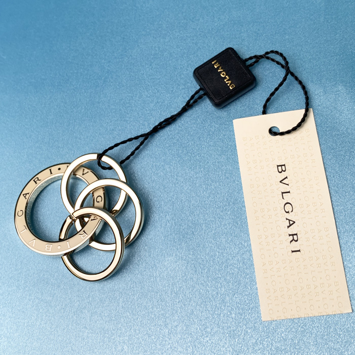 ブルガリ キーリング メタル 3連 レディース メンズ ブラック レッド