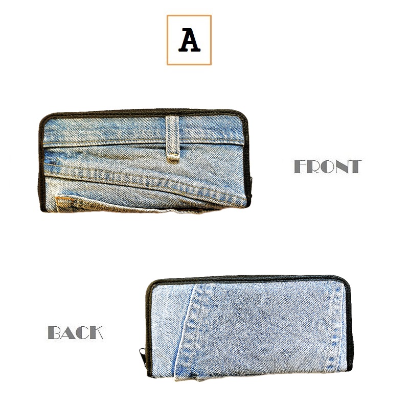 デニム 長財布 ロングウォレット A ラウンドファスナー 財布 リメイク