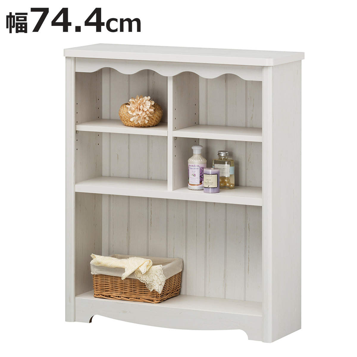 白井産業 オープンラック 幅74.4cm 3段 モンシェリーヌ 白家具 木製