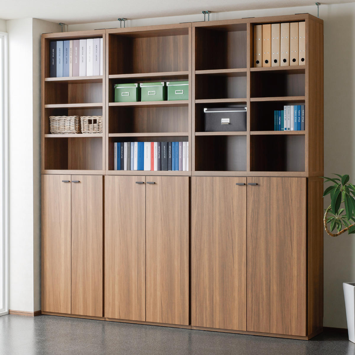 フナモコ（FUNAMOCO） 木製ラック 鍵付扉 組合せ家具 リビングシェルフ